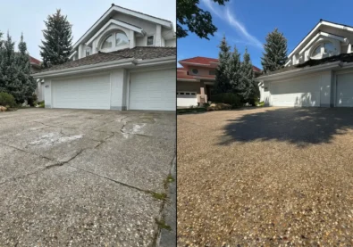 Before and after driveway sealing transformation