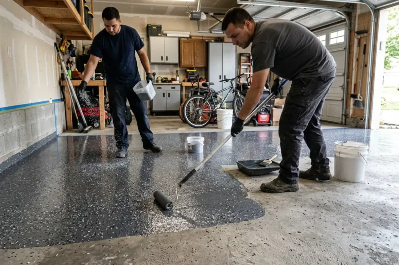 Professional garage floor coating and epoxy flooring services in Edmonton and Sherwood Park