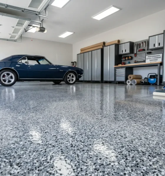 Garage epoxy flooring installation service in Edmonton and Windermere