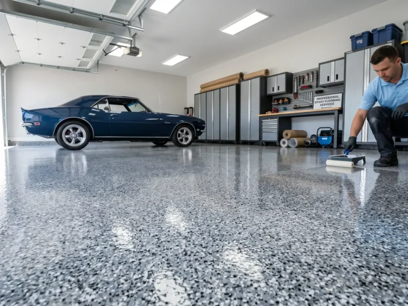 Garage epoxy flooring installation service in Edmonton and Windermere