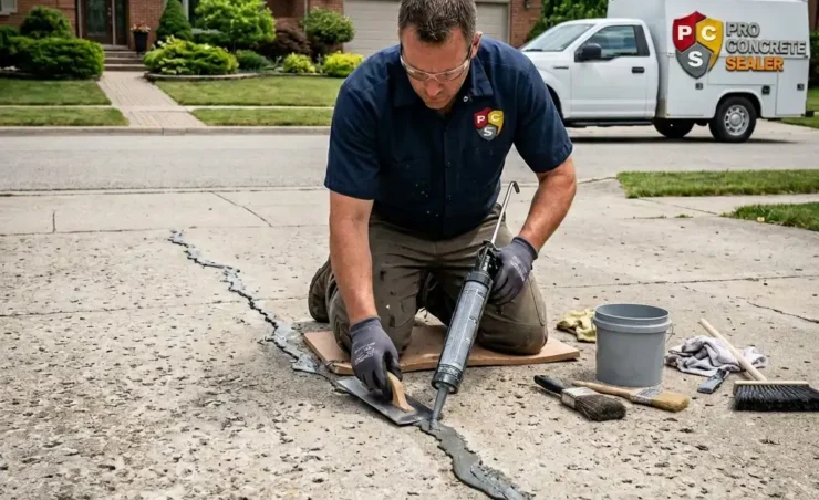 Concrete crack repair and driveway restoration services in Edmonton and Parkland County