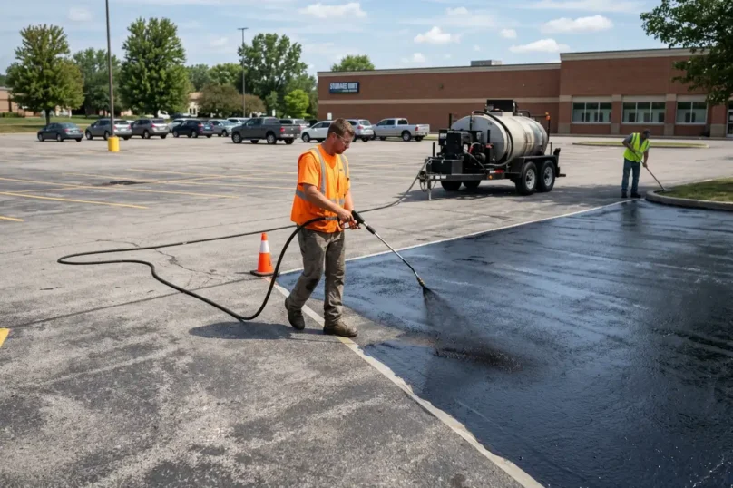 Professional parking lot sealing services for commercial properties in Edmonton and Sherwood Park